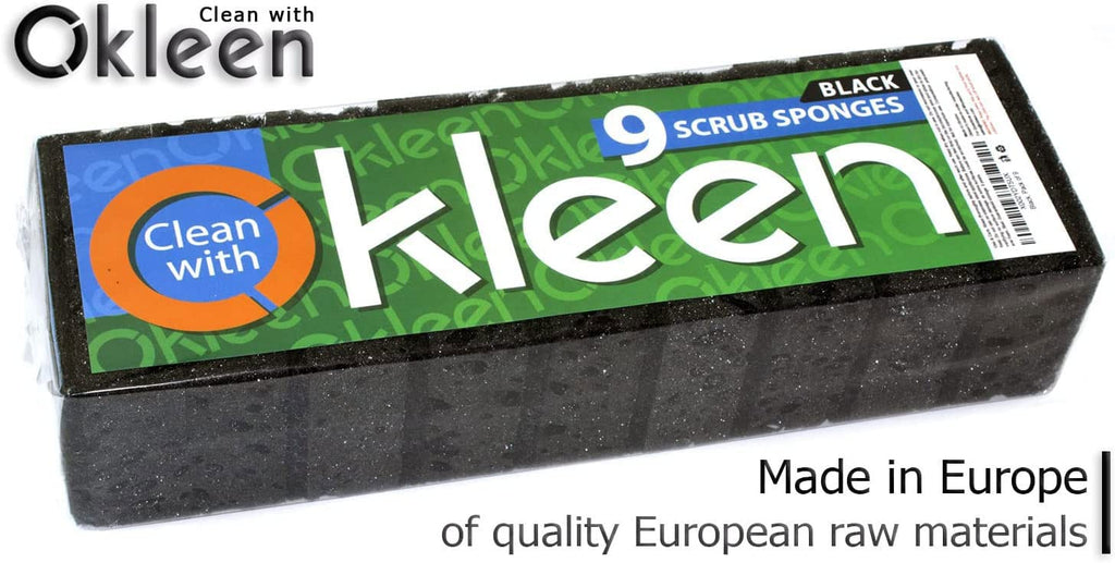 Orange Multi Use Scrub Sponge. Made in Europe. 18 Pack, 4.3x2.8x1.4 inches. Odorless Heavy Duty and Non Scratch Fiber. Durable and Delicate Scrubber for Oven and Stove, Bathroom and Basement