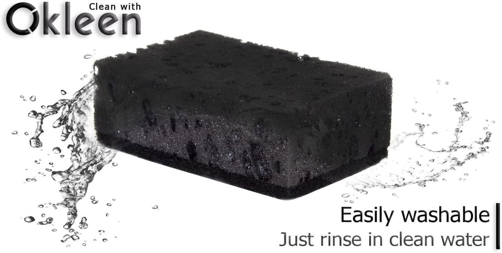 Orange Multi Use Scrub Sponge. Made in Europe. 18 Pack, 4.3x2.8x1.4 inches. Odorless Heavy Duty and Non Scratch Fiber. Durable and Delicate Scrubber for Oven and Stove, Bathroom and Basement