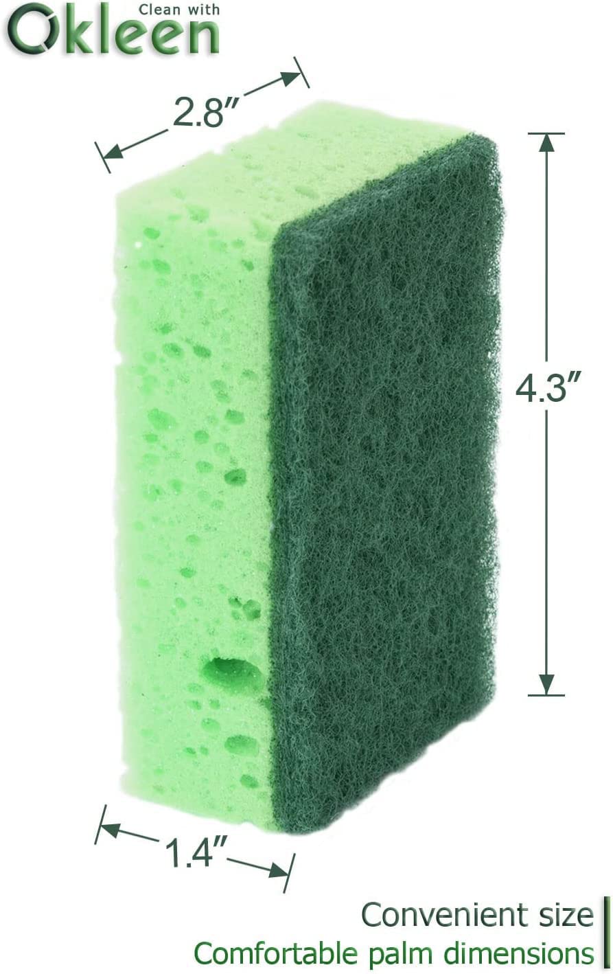 Orange Multi Use Scrub Sponge. Made in Europe. 18 Pack, 4.3x2.8x1.4 inches. Odorless Heavy Duty and Non Scratch Fiber. Durable and Delicate Scrubber for Oven and Stove, Bathroom and Basement