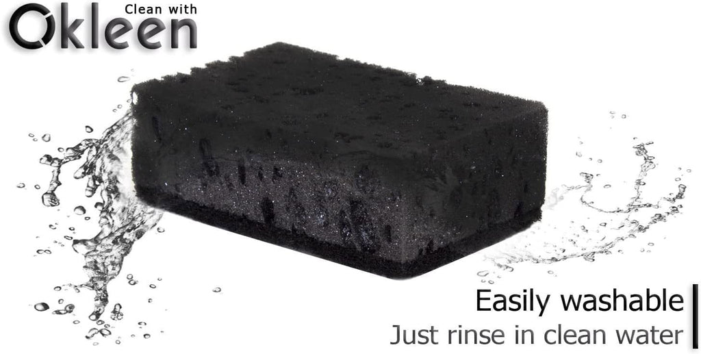 Orange Multi Use Scrub Sponge. Made in Europe. 18 Pack, 4.3x2.8x1.4 inches. Odorless Heavy Duty and Non Scratch Fiber. Durable and Delicate Scrubber for Oven and Stove, Bathroom and Basement