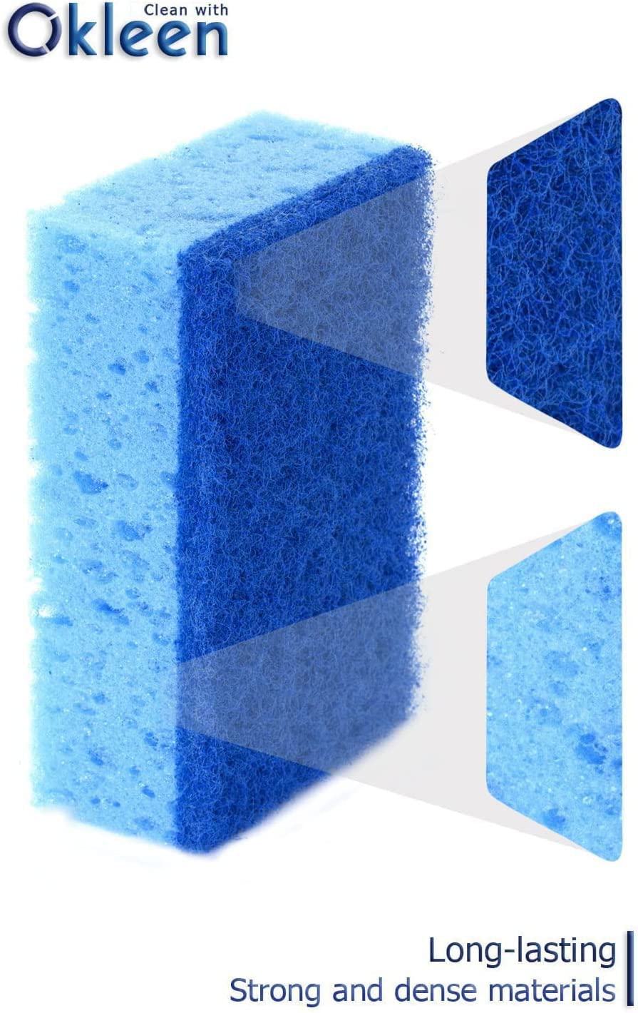Orange Multi Use Scrub Sponge. Made in Europe. 18 Pack, 4.3x2.8x1.4 inches. Odorless Heavy Duty and Non Scratch Fiber. Durable and Delicate Scrubber for Oven and Stove, Bathroom and Basement