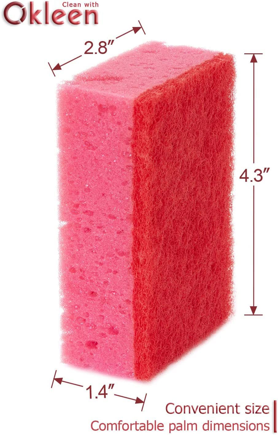 Orange Multi Use Scrub Sponge. Made in Europe. 18 Pack, 4.3x2.8x1.4 inches. Odorless Heavy Duty and Non Scratch Fiber. Durable and Delicate Scrubber for Oven and Stove, Bathroom and Basement