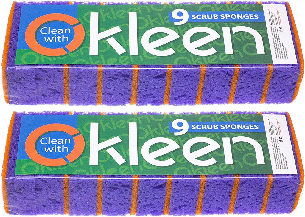 Orange Multi Use Scrub Sponge. Made in Europe. 18 Pack, 4.3x2.8x1.4 inches. Odorless Heavy Duty and Non Scratch Fiber. Durable and Delicate Scrubber for Oven and Stove, Bathroom and Basement