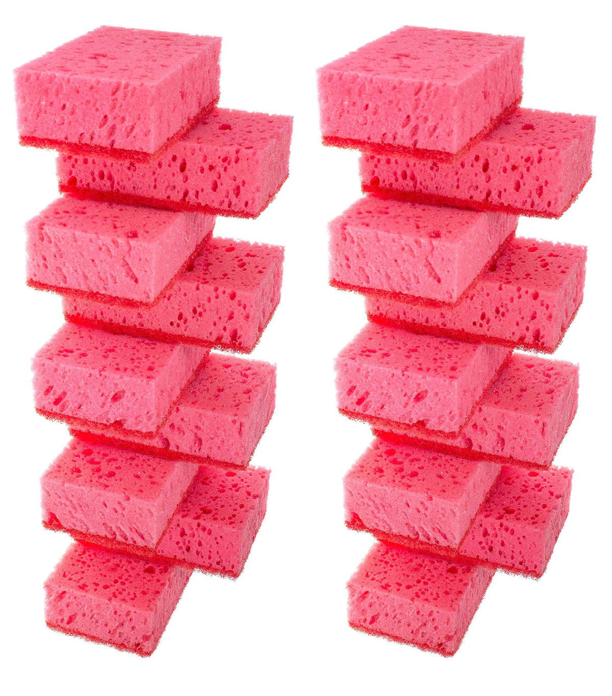 Orange Multi Use Scrub Sponge. Made in Europe. 18 Pack, 4.3x2.8x1.4 inches. Odorless Heavy Duty and Non Scratch Fiber. Durable and Delicate Scrubber for Oven and Stove, Bathroom and Basement