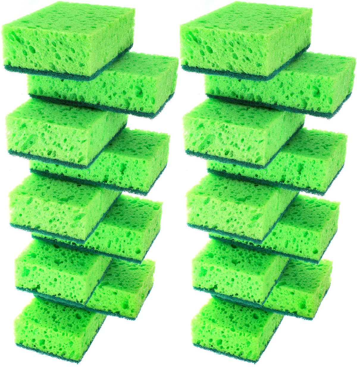 Orange Multi Use Scrub Sponge. Made in Europe. 18 Pack, 4.3x2.8x1.4 inches. Odorless Heavy Duty and Non Scratch Fiber. Durable and Delicate Scrubber for Oven and Stove, Bathroom and Basement